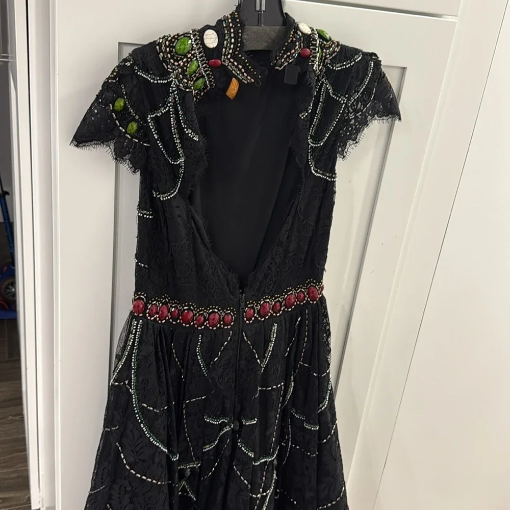 Open back Elegant Black Beaded Dress - Picture 2 of 2